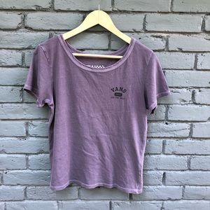 VANS Lavender Boatneck Logo Tee sz M